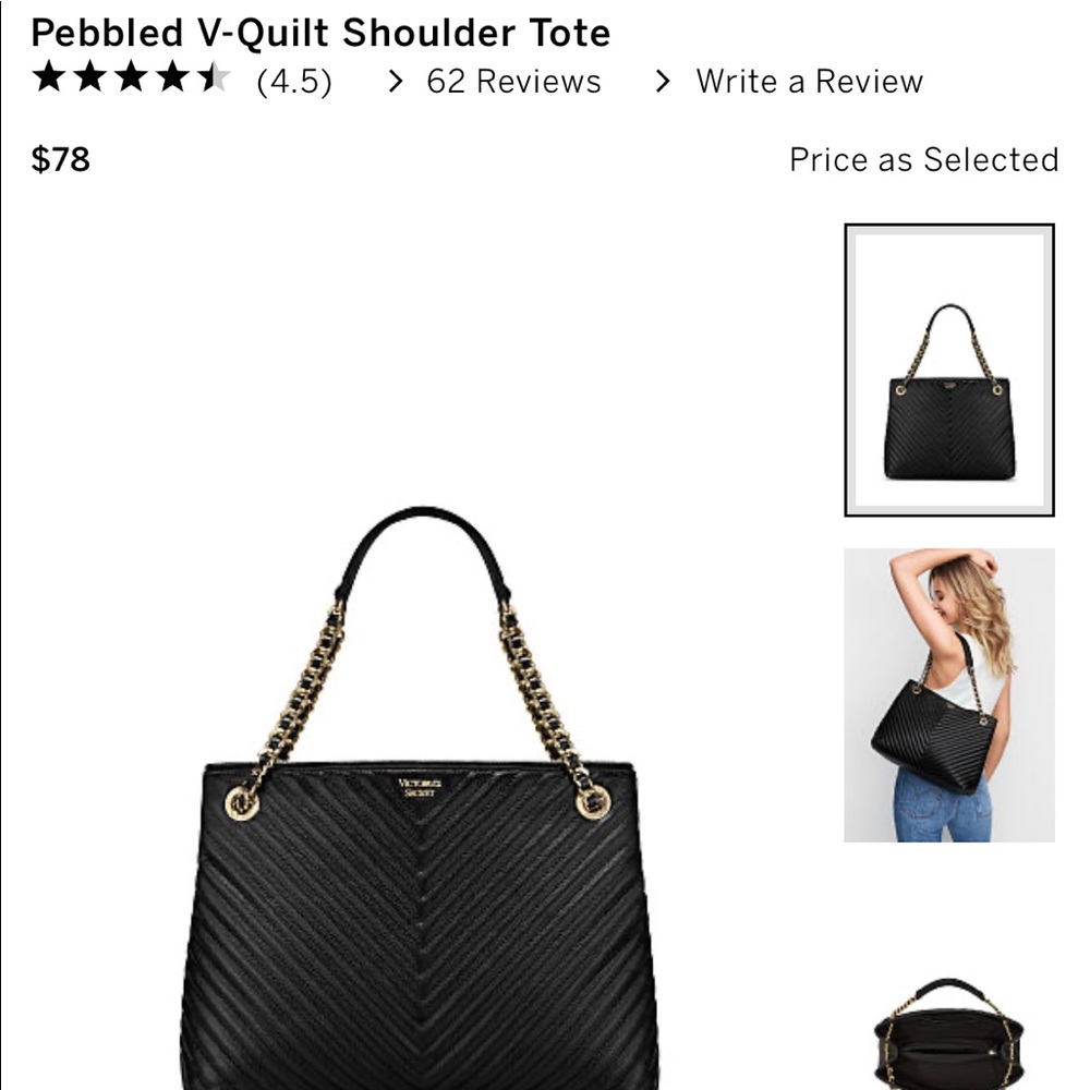 Victoria’s Secret Pebbled V-Quilt Shoulder Tote